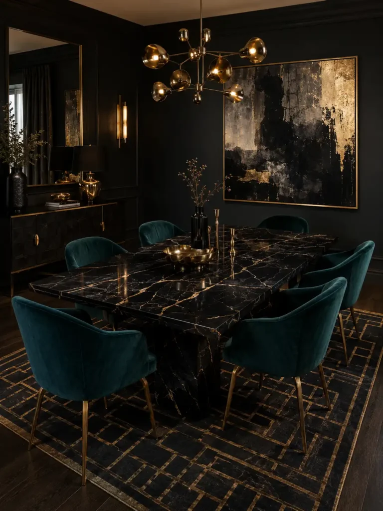 Dark Marble Dining Table