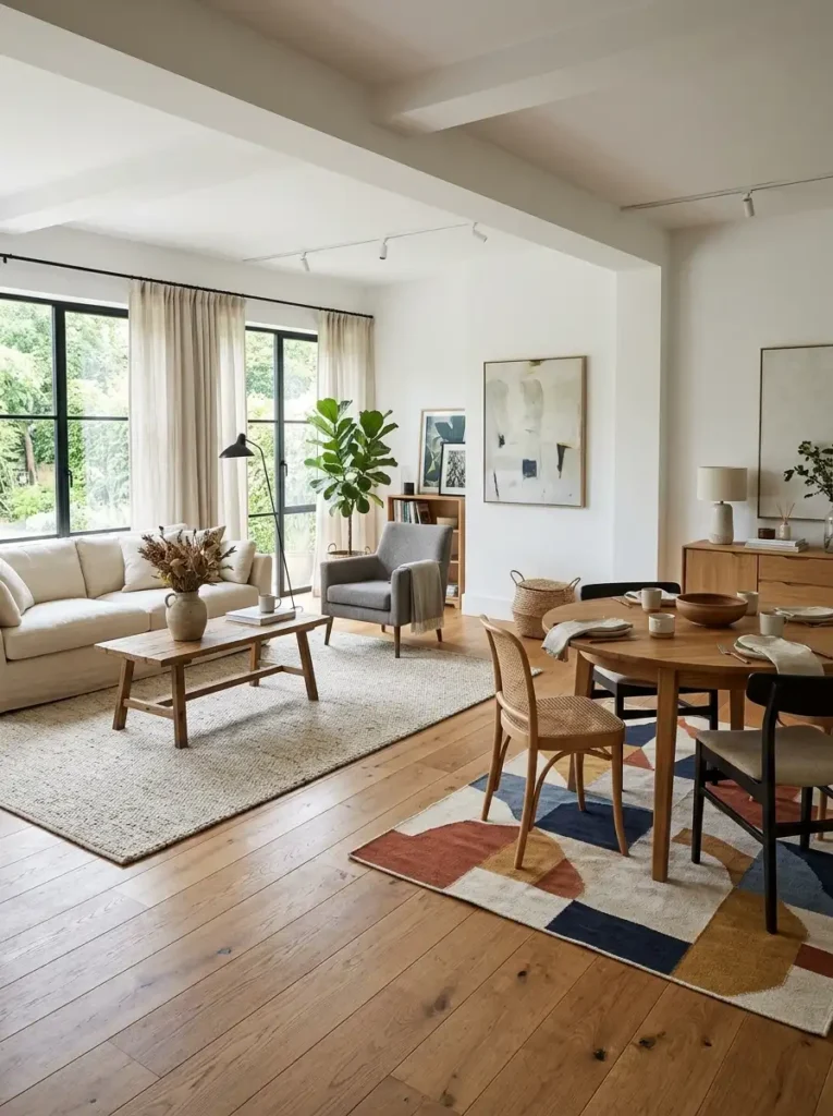 seamlessly connect living room dining room