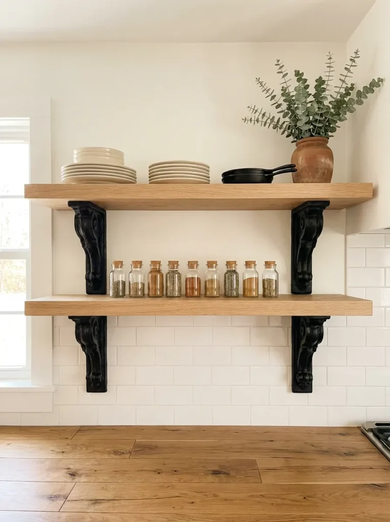 Farmhouse Floating Shelves with Brackets
