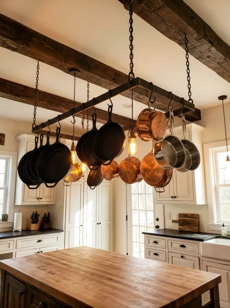 Pot Rack Above Island