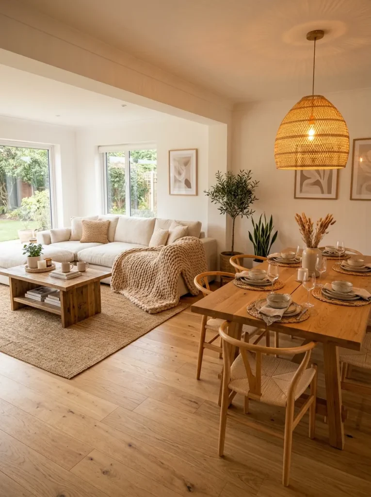 seamlessly connect living room dining room