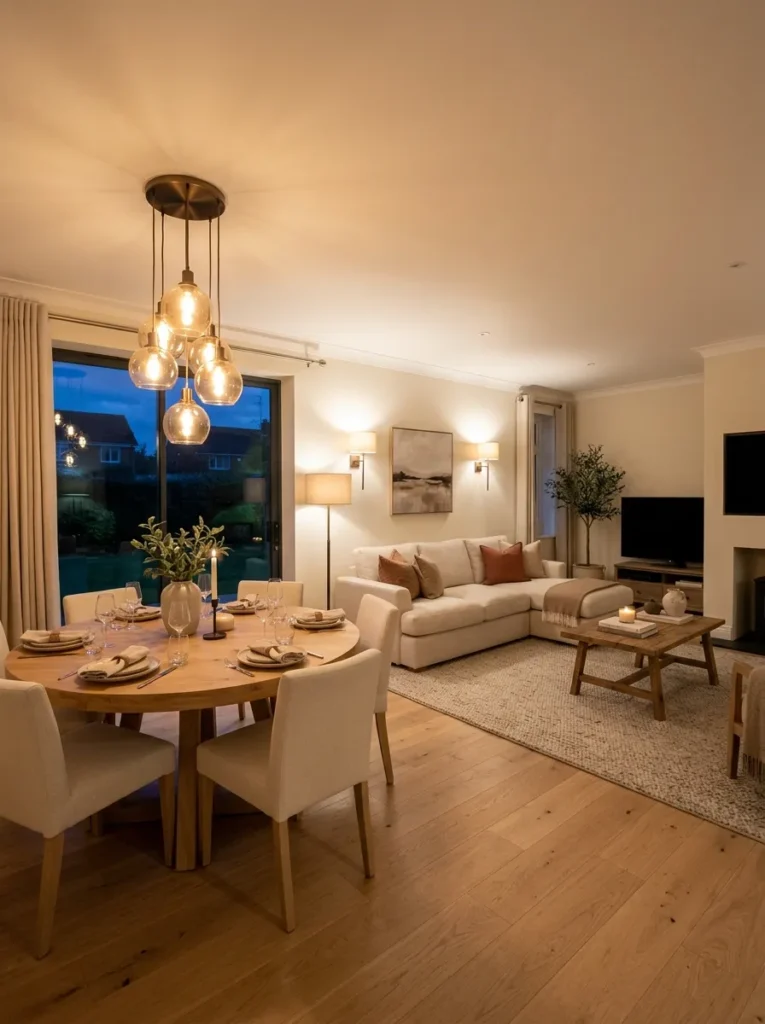 seamlessly connect living room dining room