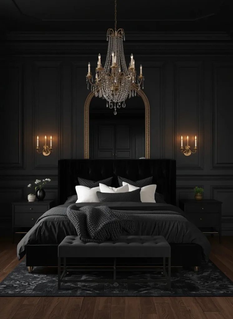 moody black bedroom ideas dark decor