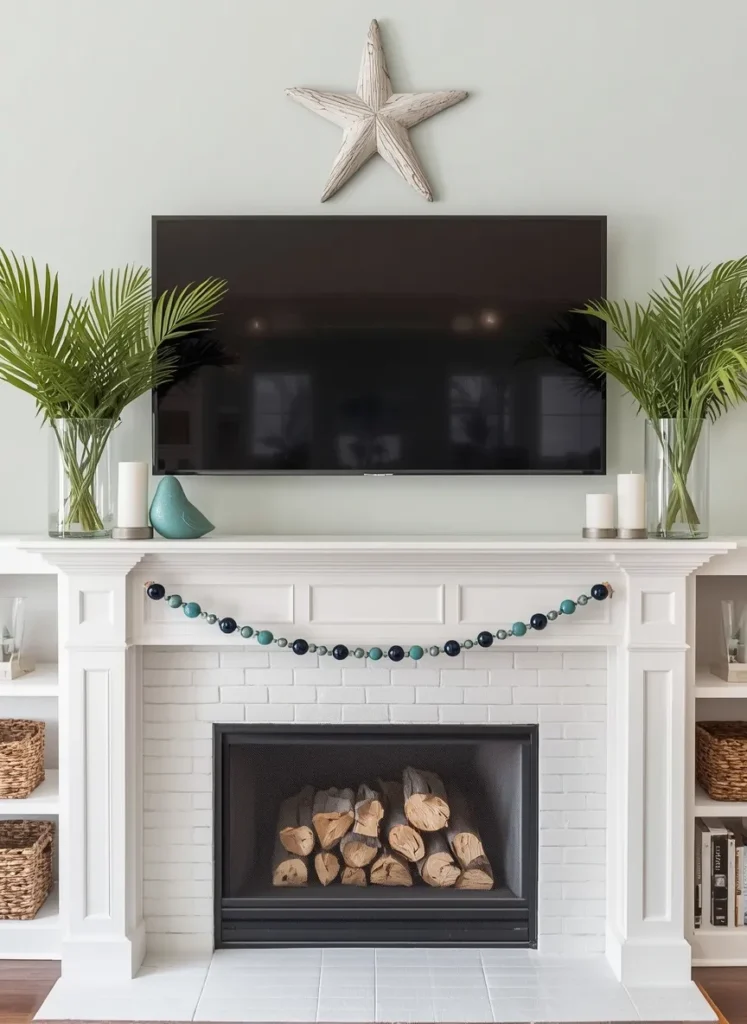 Beachy Built-In TV Mantel