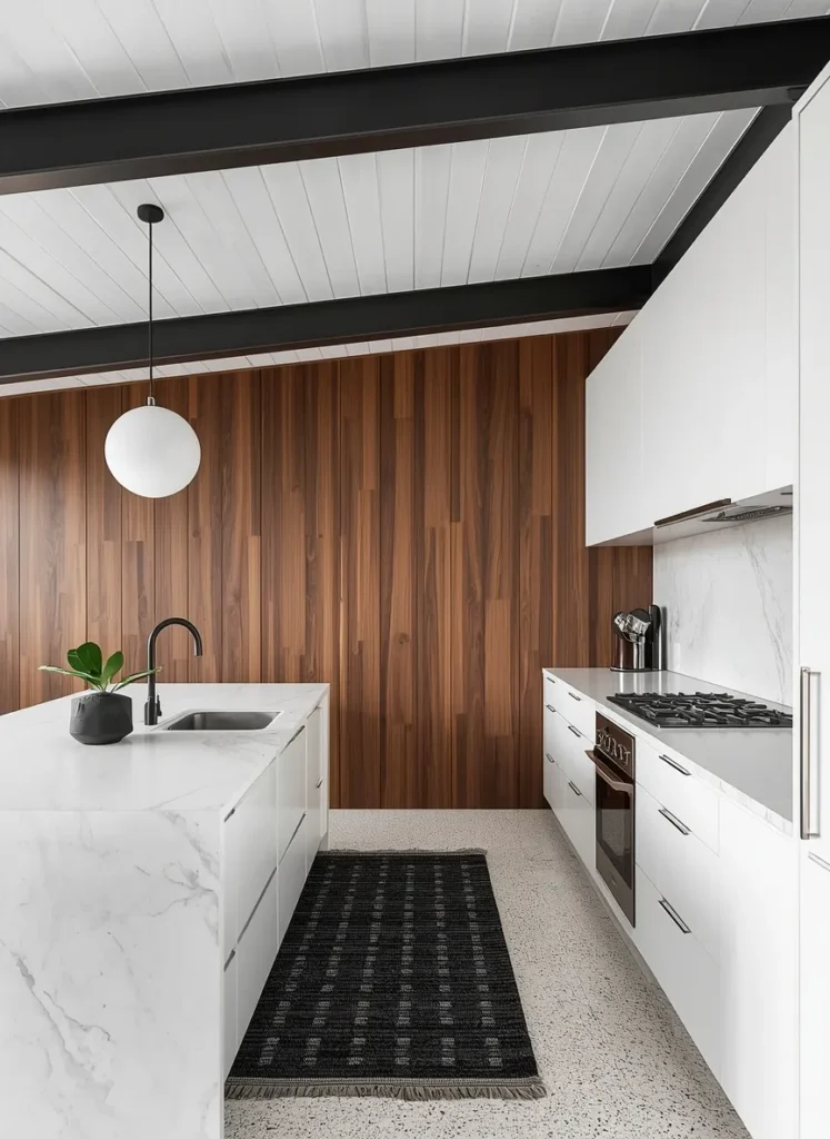 Black Beam White Kitchen