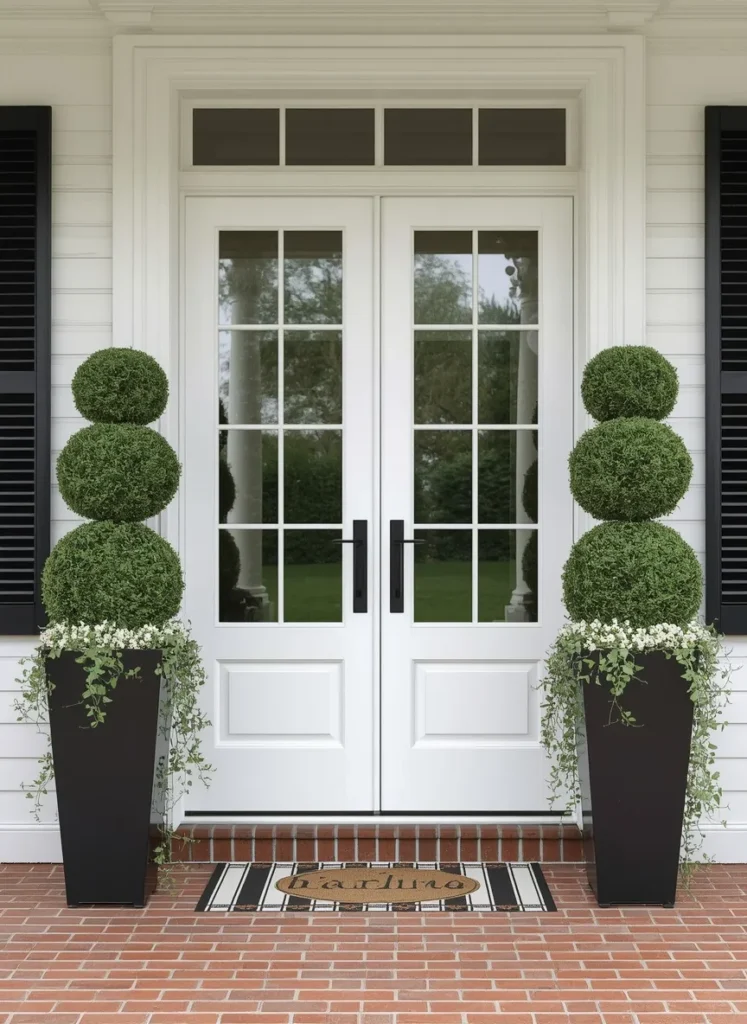 Black Planter Topiary Entrance