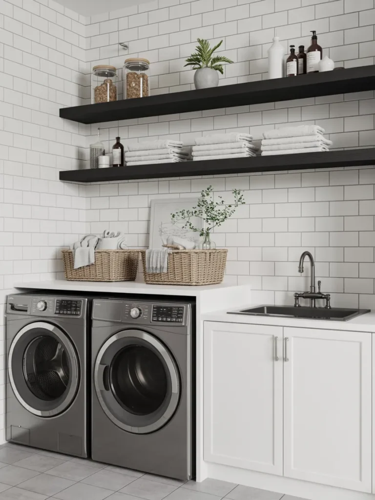 Black White Modern Laundry