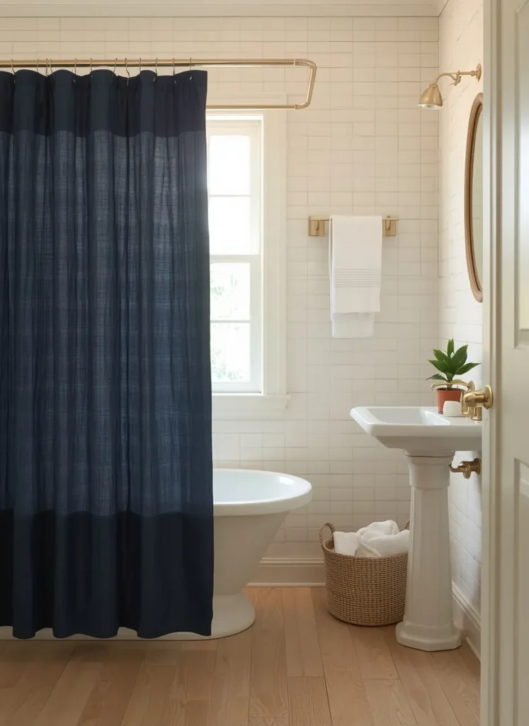 Blue Shower Curtain Styling