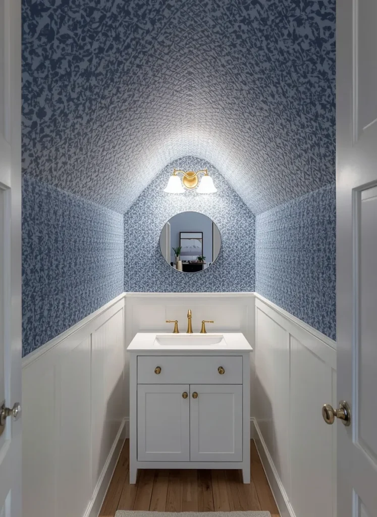 Blue Wallpapered Ceiling