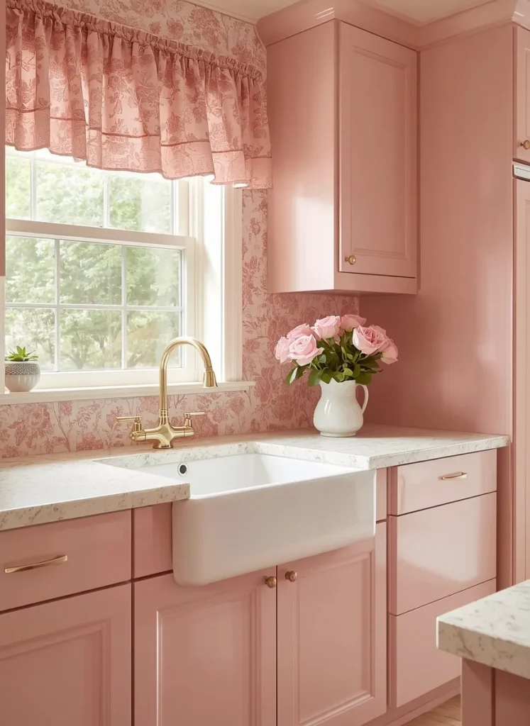 Blush Pink Cottagecore Kitchen