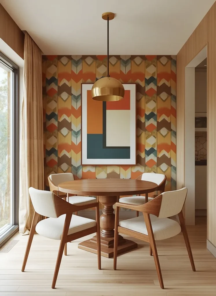 Bold Geometric Dining Wall