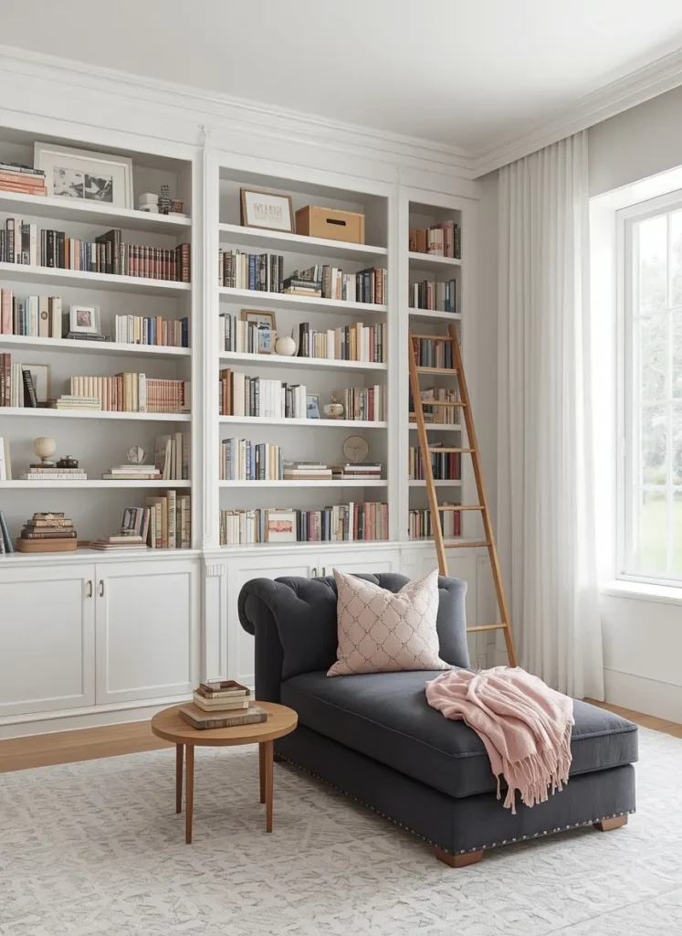 Bright Home Library with Reading Chair
