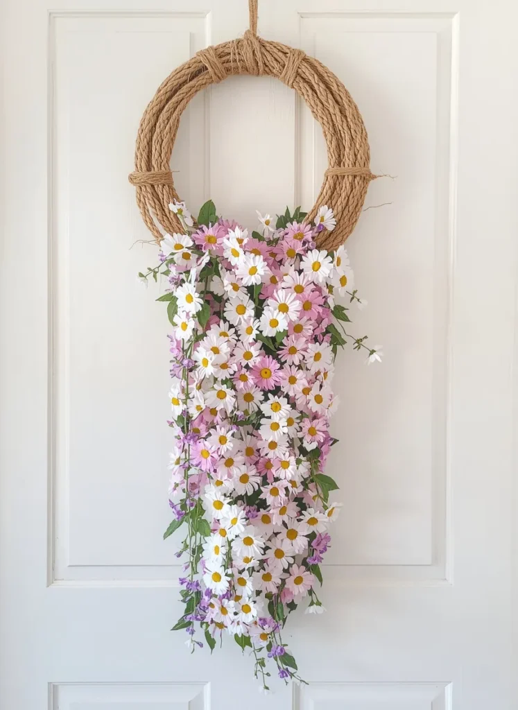 Cascading Daisy Flower Wreath
