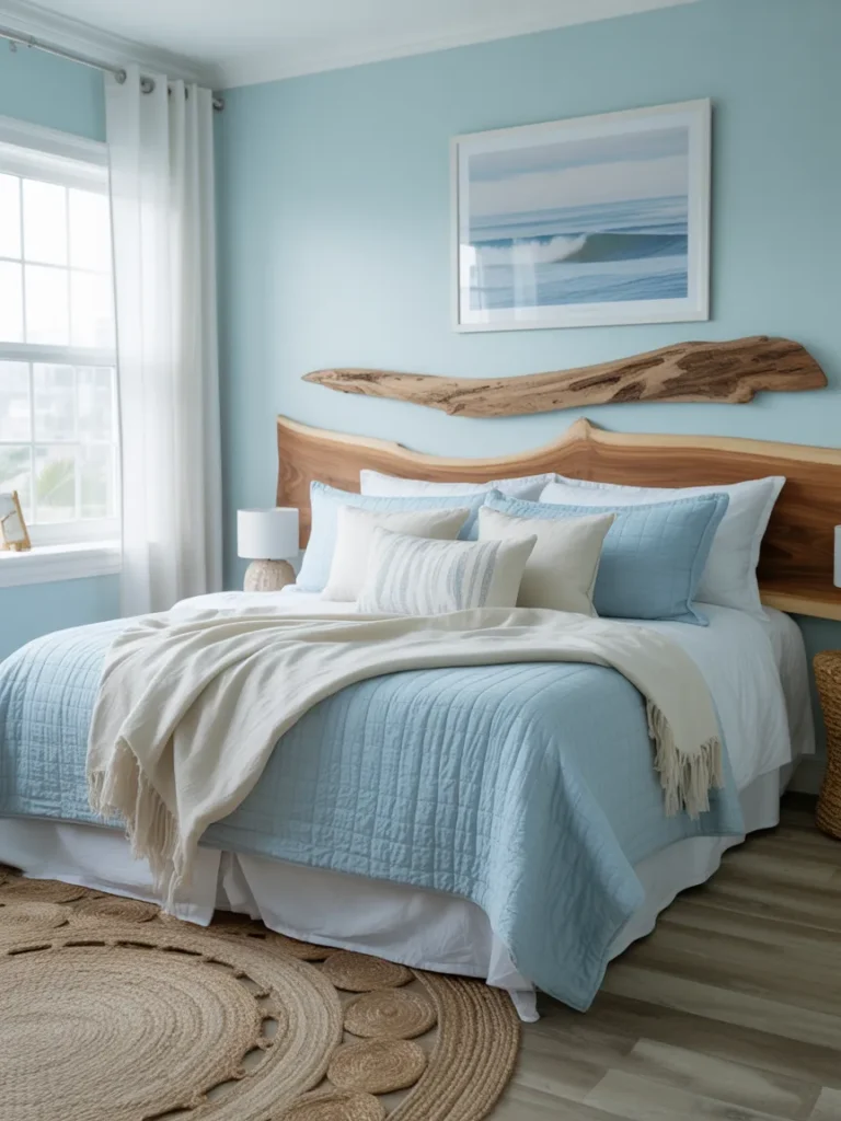 Coastal Wood Slab Bedroom