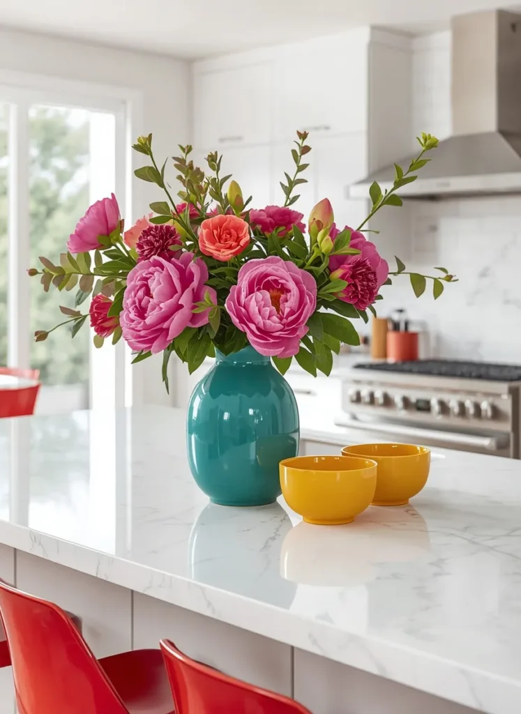 Colorful Floral Island Decor