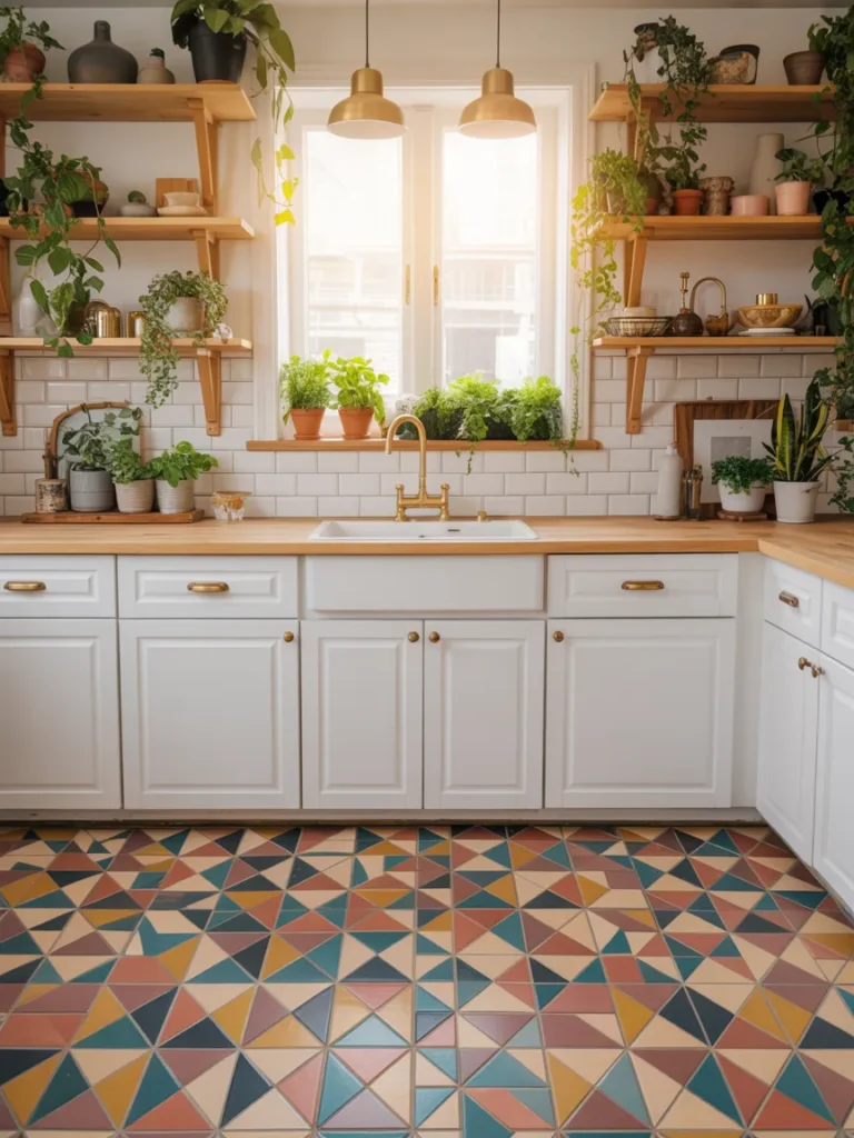 Colorful Geometric Tile Kitchen