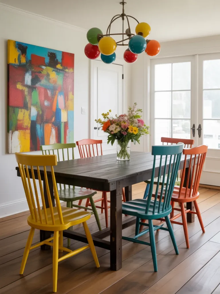 Colorful Mismatched Dining Chairs