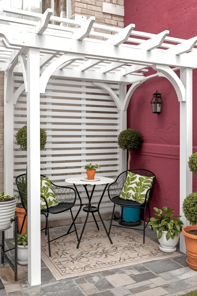  Compact White Corner Pergola