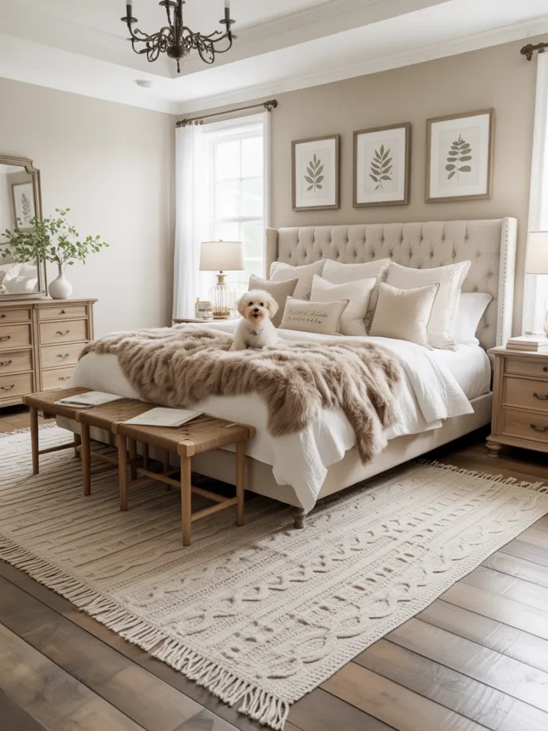 Elegant Tufted Neutral Bedroom