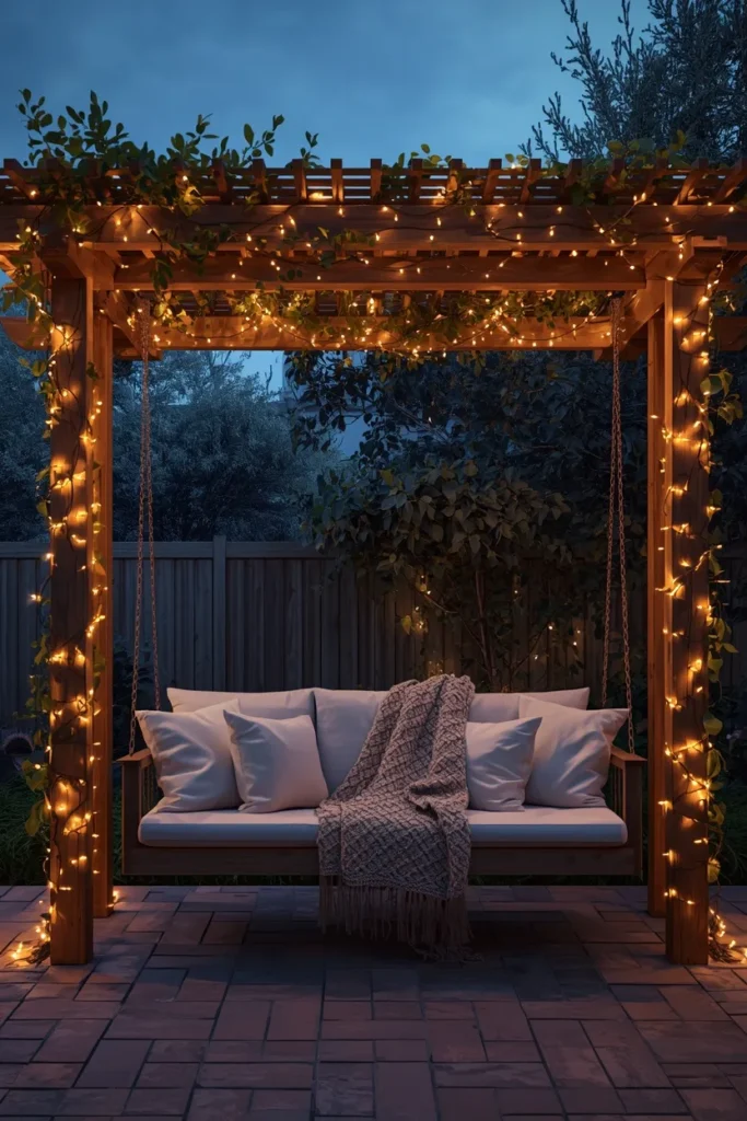  Enchanting Nighttime Pergola Swing