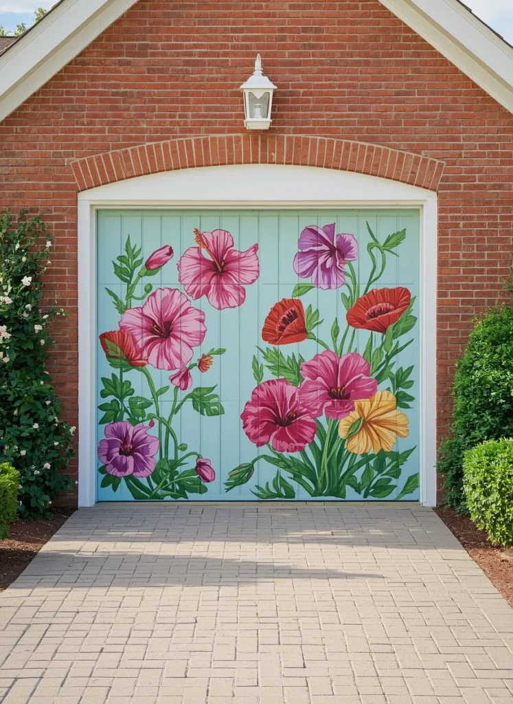Floral Painted Garage Door