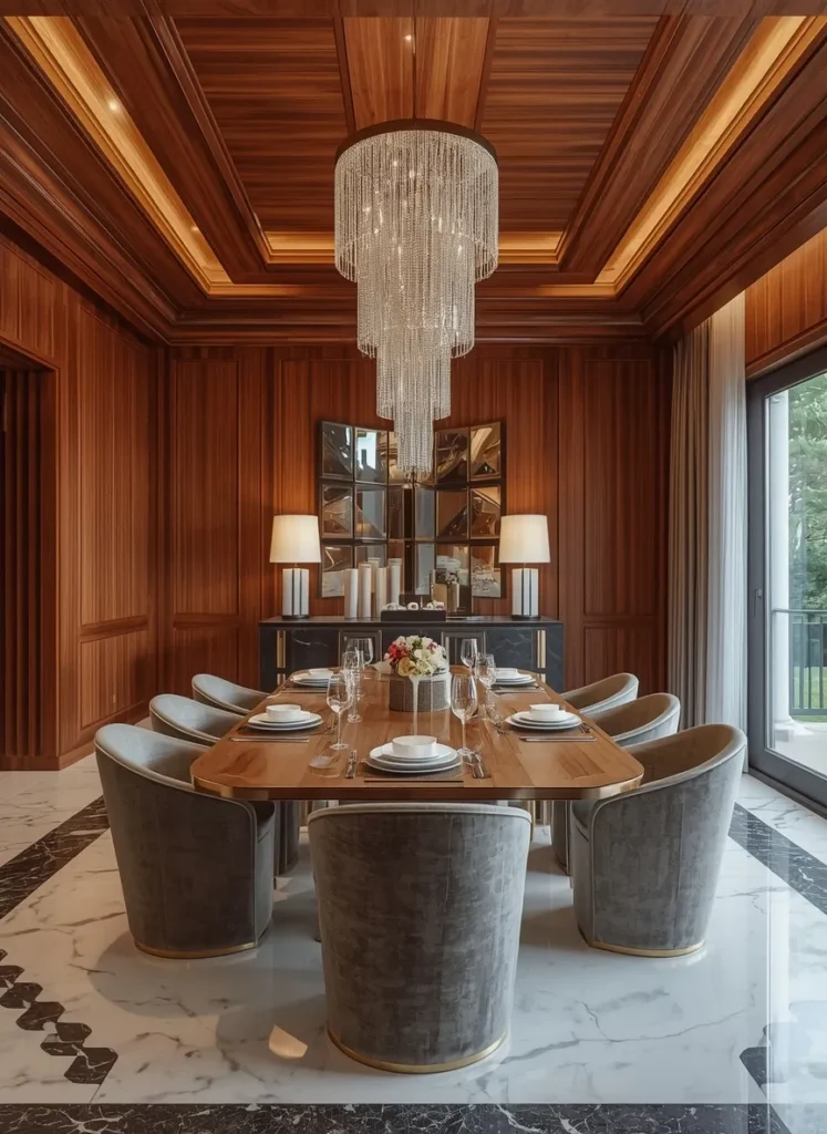 Fringe Chandelier Warm Wood