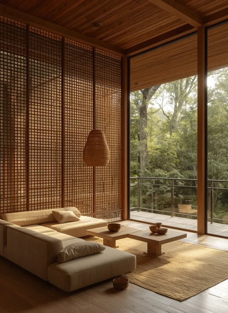 Grid Wood Window Forest View