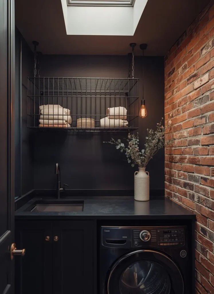 Industrial Black Laundry Room