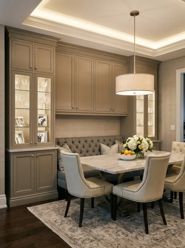 Luxe Taupe Banquette Dining