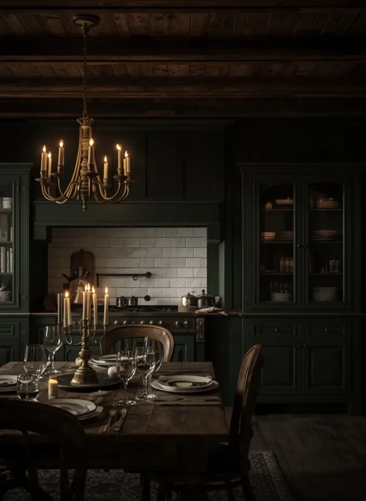 Moody Dark Cottagecore Kitchen