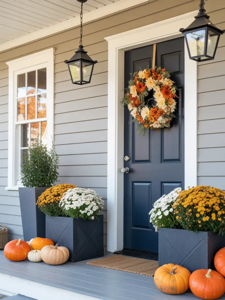 Navy Door Pumpkin Porch