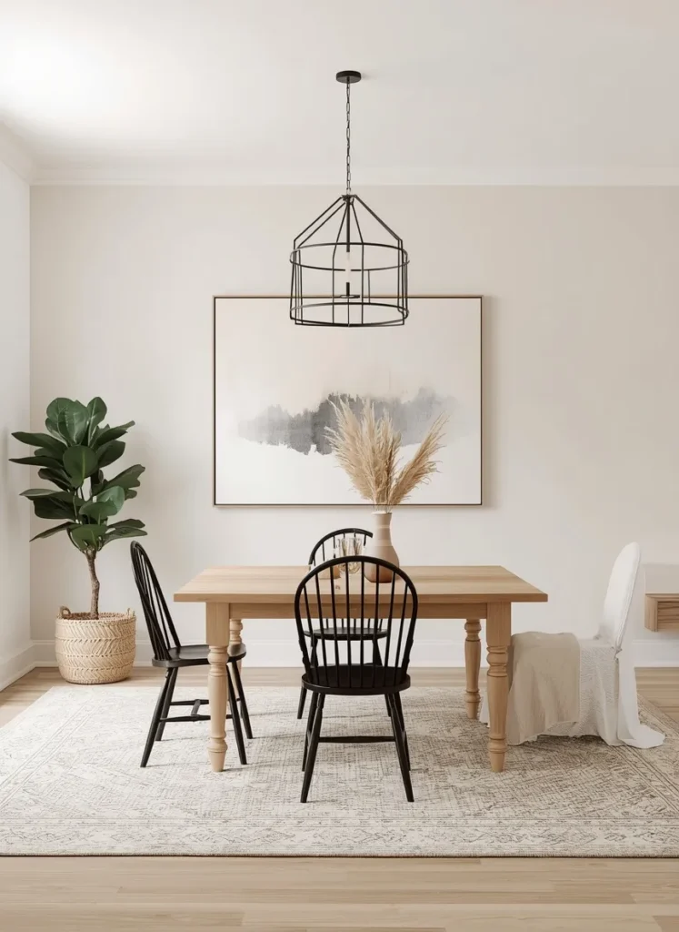 Neutral Abstract Art Dining
