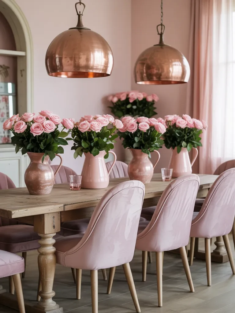 Pink Rustic Farmhouse Table