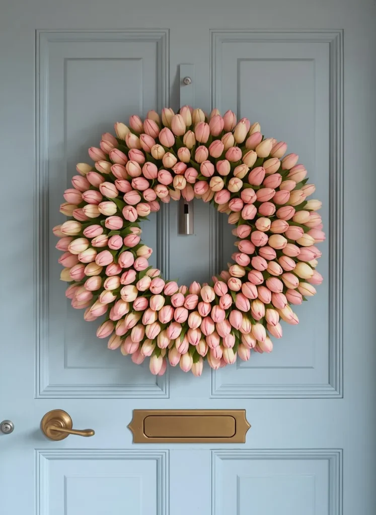 Pink Tulip Door Wreath