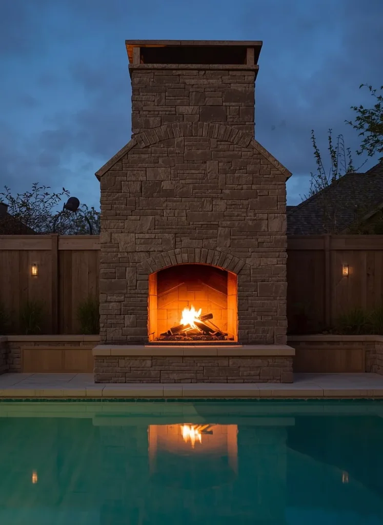 Poolside Fireplace Feature