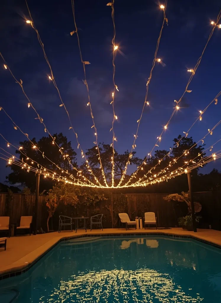 Poolside String Light Canopy