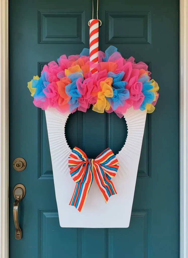 Rainbow Slushie Cup Wreath