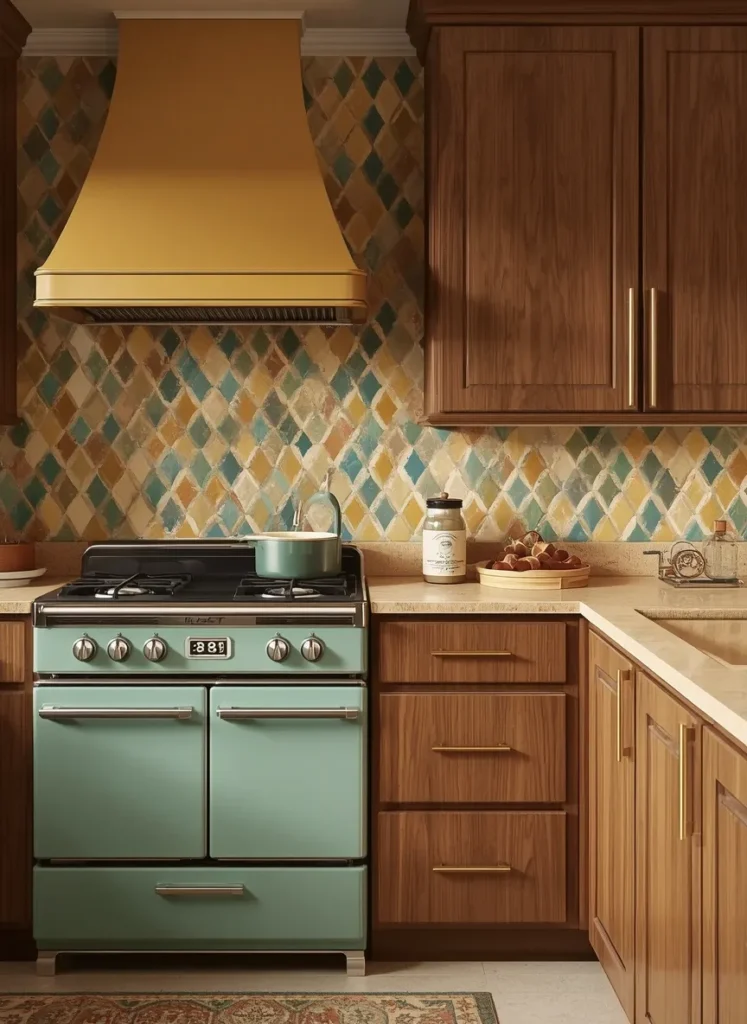 Retro Tile Teal Range Kitchen