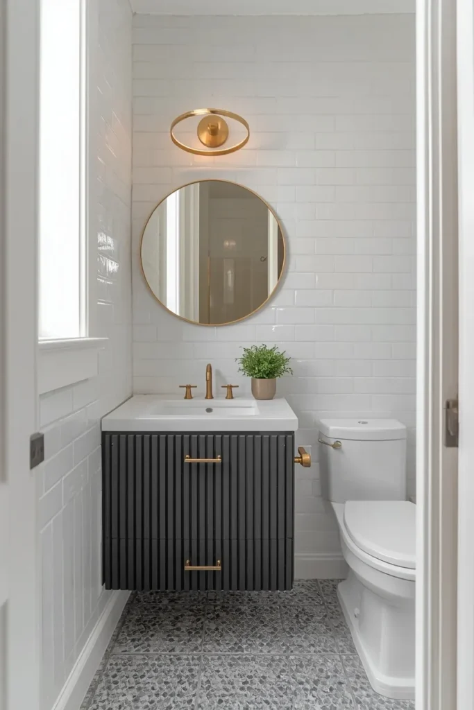 Round Mirror Subway Tile