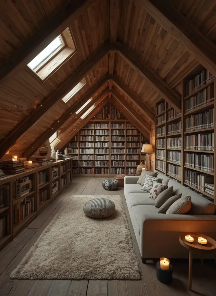 Rustic Attic Library Reading Retreat