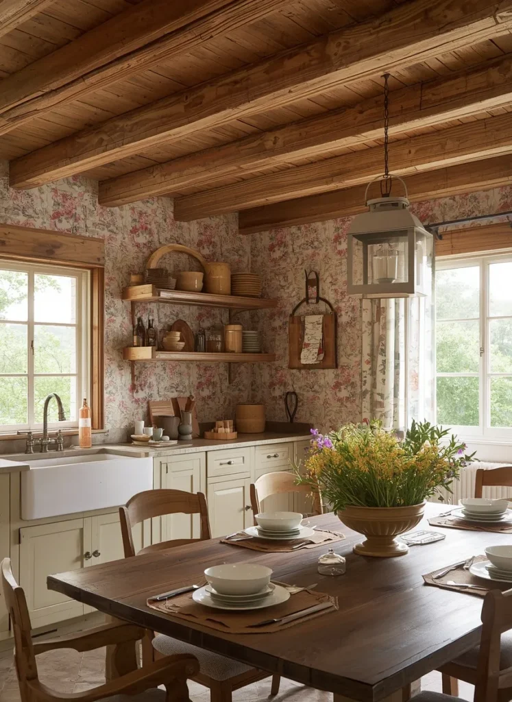 Rustic Cottagecore Beam Kitchen