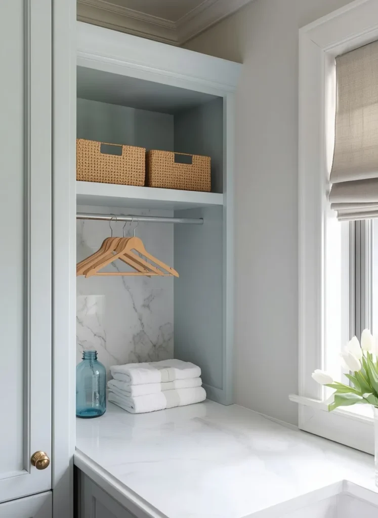Soft Blue Marble Laundry Room