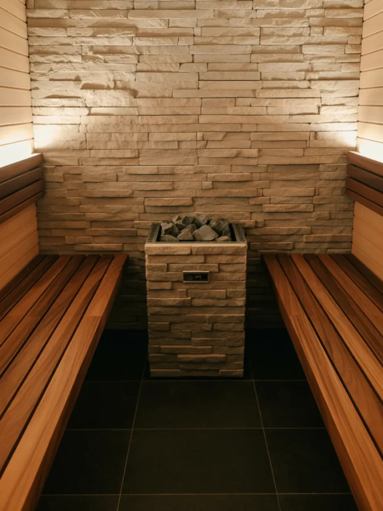 Stone Accent Wall Sauna