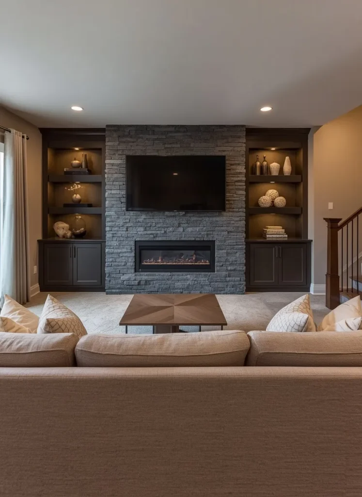 Stone Fireplace Family Room