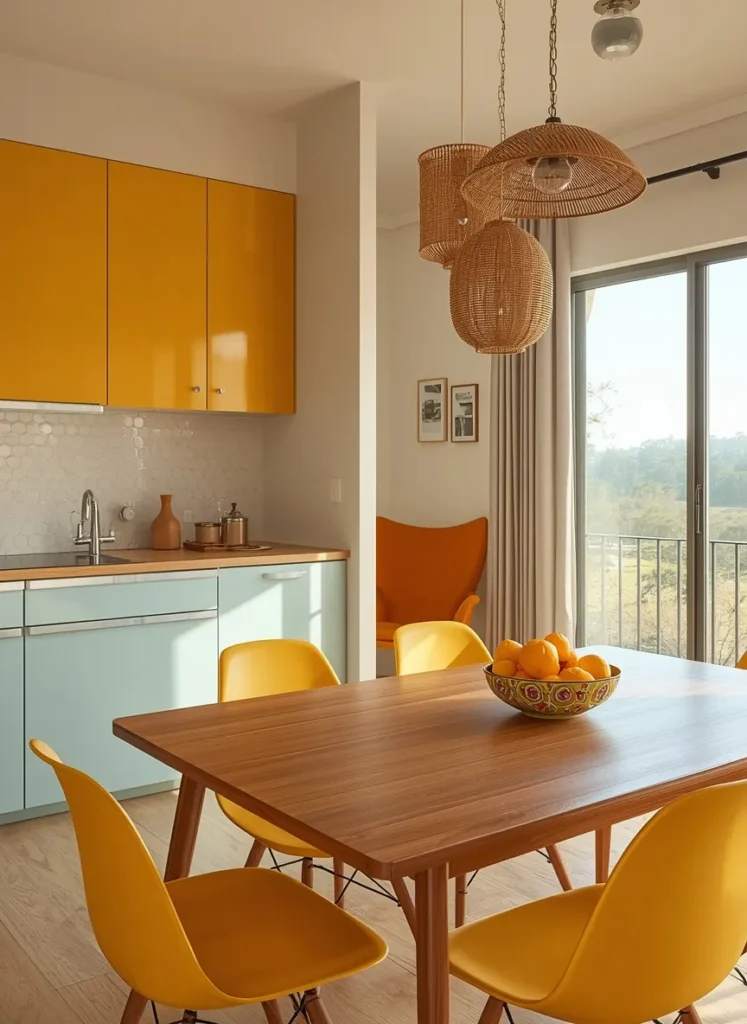 Sunny Yellow Blue Dining Kitchen