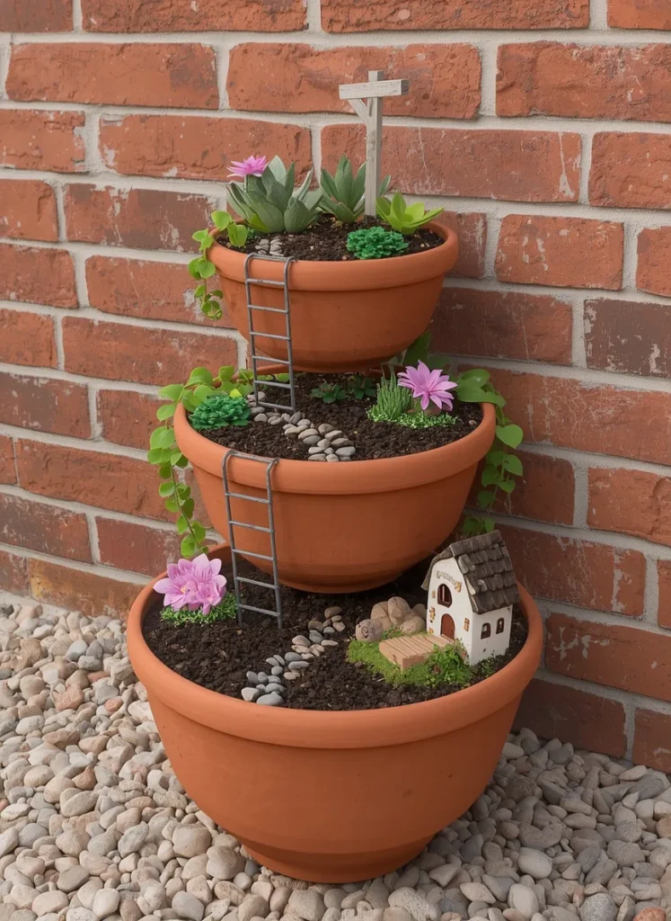 Tiered Terracotta Fairy Garden