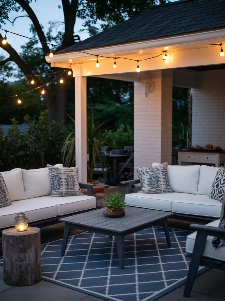 Twinkle-Lit Covered Patio Lounge
