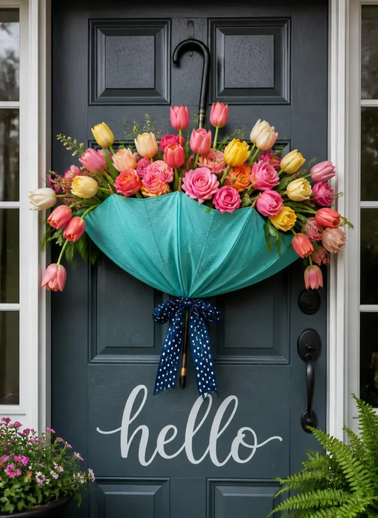 Umbrella Floral Door Decor