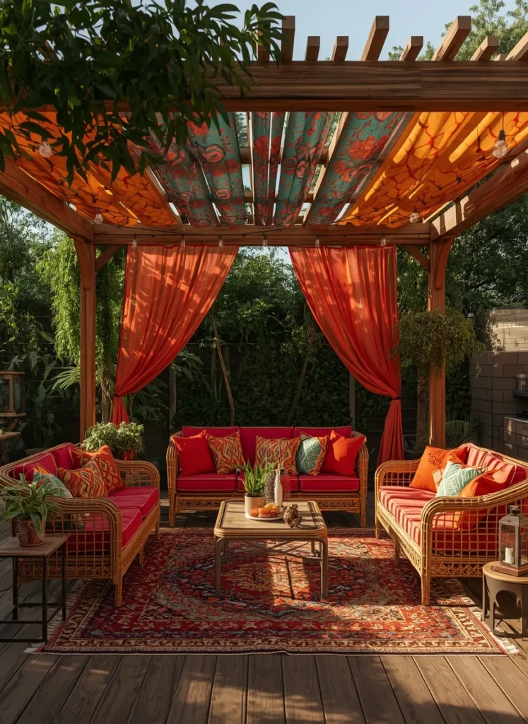  Vibrant Boho Fabric Pergola