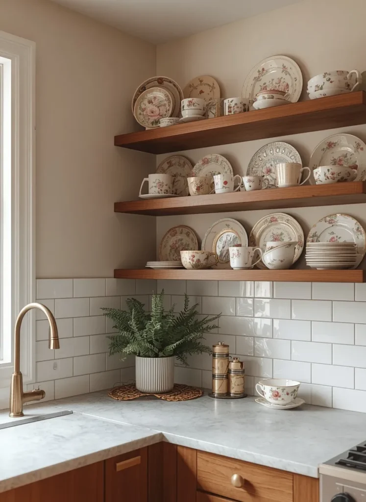 Vintage Floral China Shelves